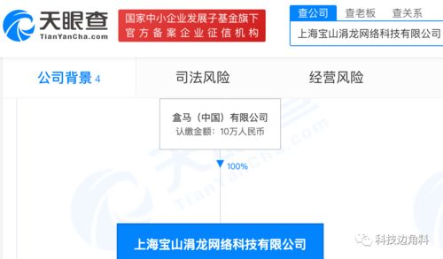 盒馬在上海成立涓龍網(wǎng)絡(luò)科技公司，注冊資本10萬元加速網(wǎng)絡(luò)技術(shù)布局
